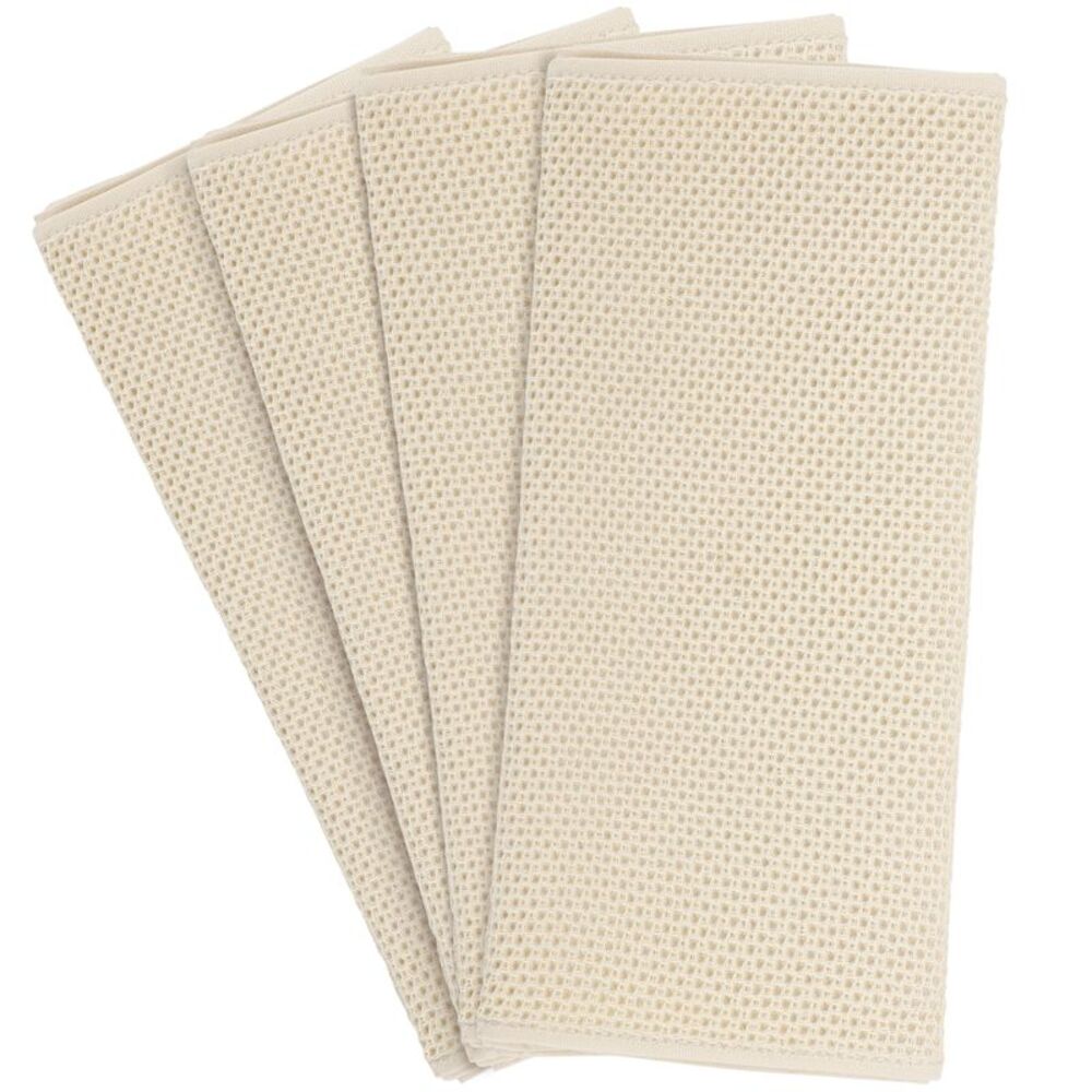 4pcs Kitchen Towels 100% Cotton Absorbent Quick Drying Dish Towels Beige